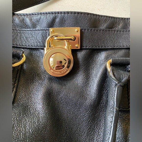 Michael Kors Black Leather Shoulder Bag with Gold Tone Accents - Picture 16 of 16